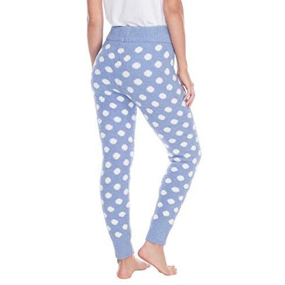 NWT Honeydew Chenille Loungewear Jogger Pants in Blue and White Polka Dots, S - Picture 2 of 10